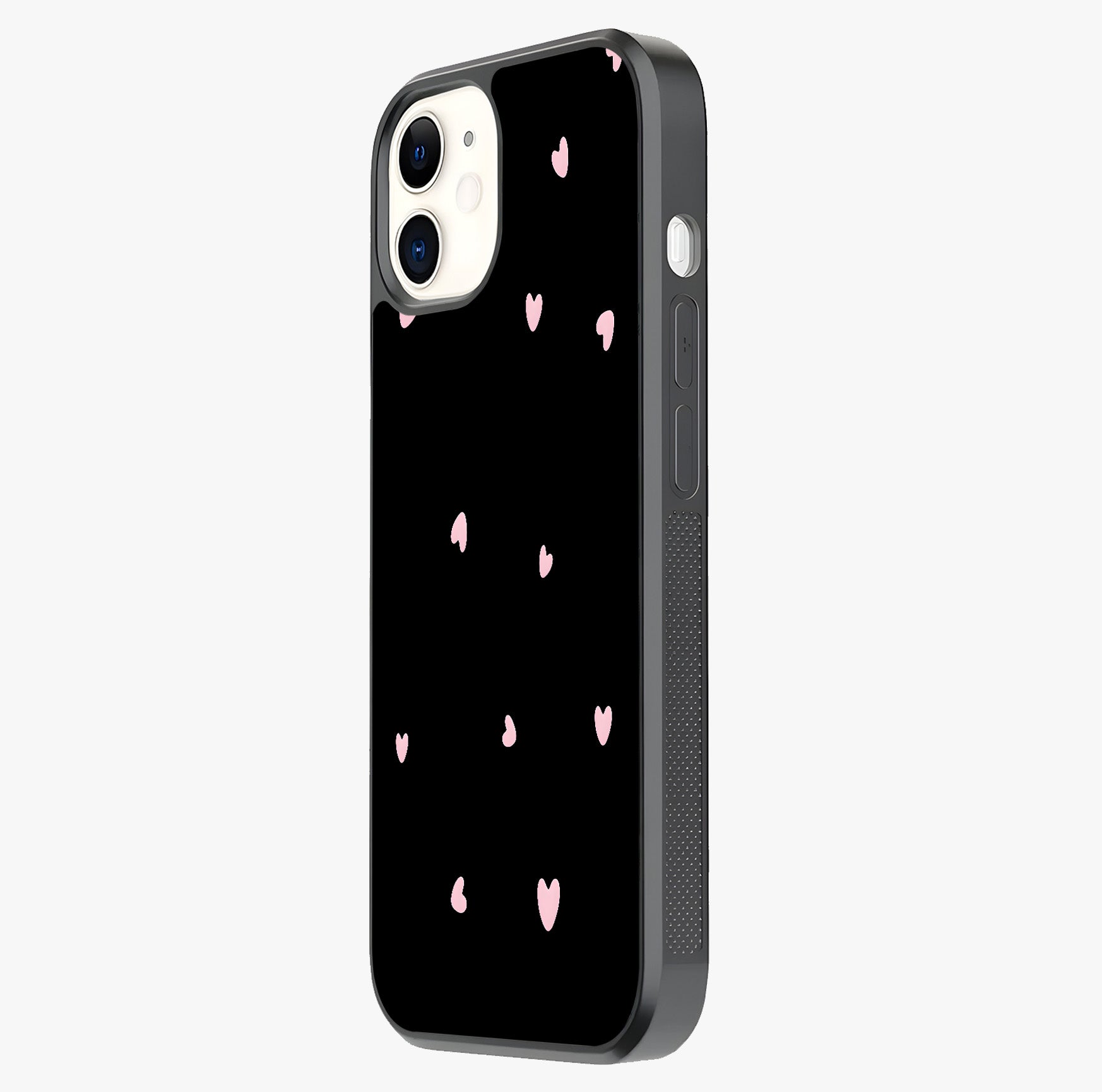 Pink Love Drops Glass Case photographed in natural light showing reflective finish and design depth.