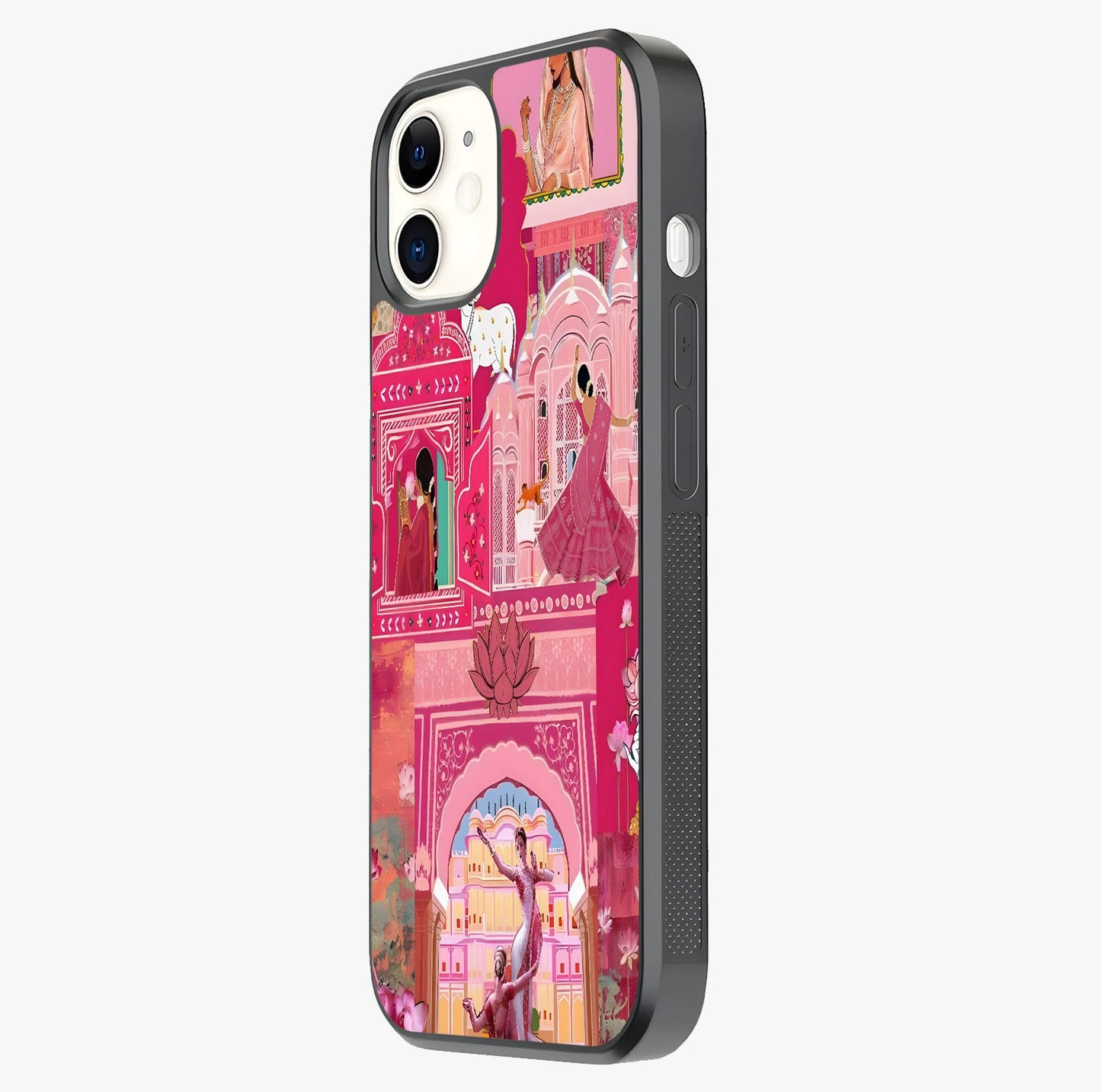 Pink Palace Muse Glass Case photographed in natural light showing reflective finish and design depth.