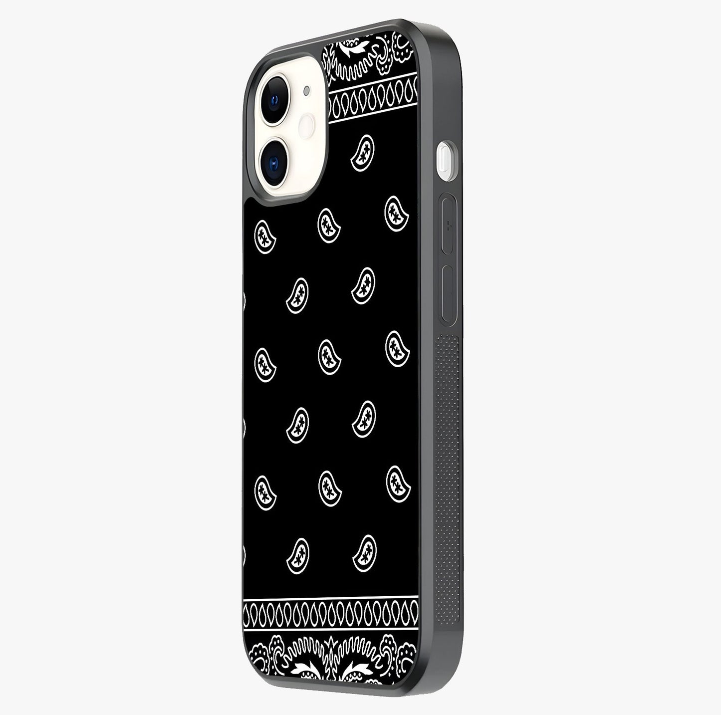Retro Rebel Threads Glass Case photographed in natural light showing reflective finish and design depth.