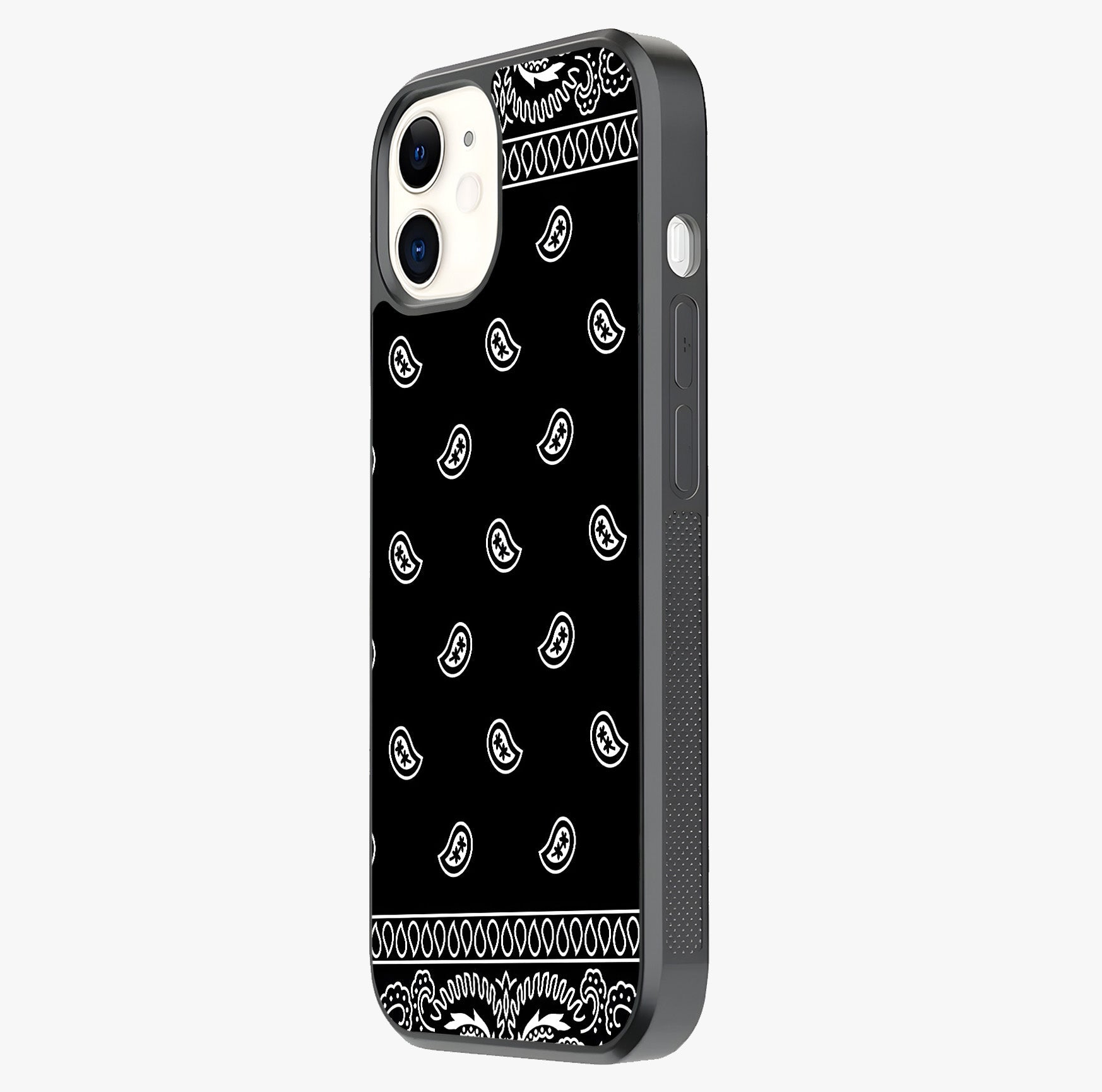Retro Rebel Threads Glass Case photographed in natural light showing reflective finish and design depth.