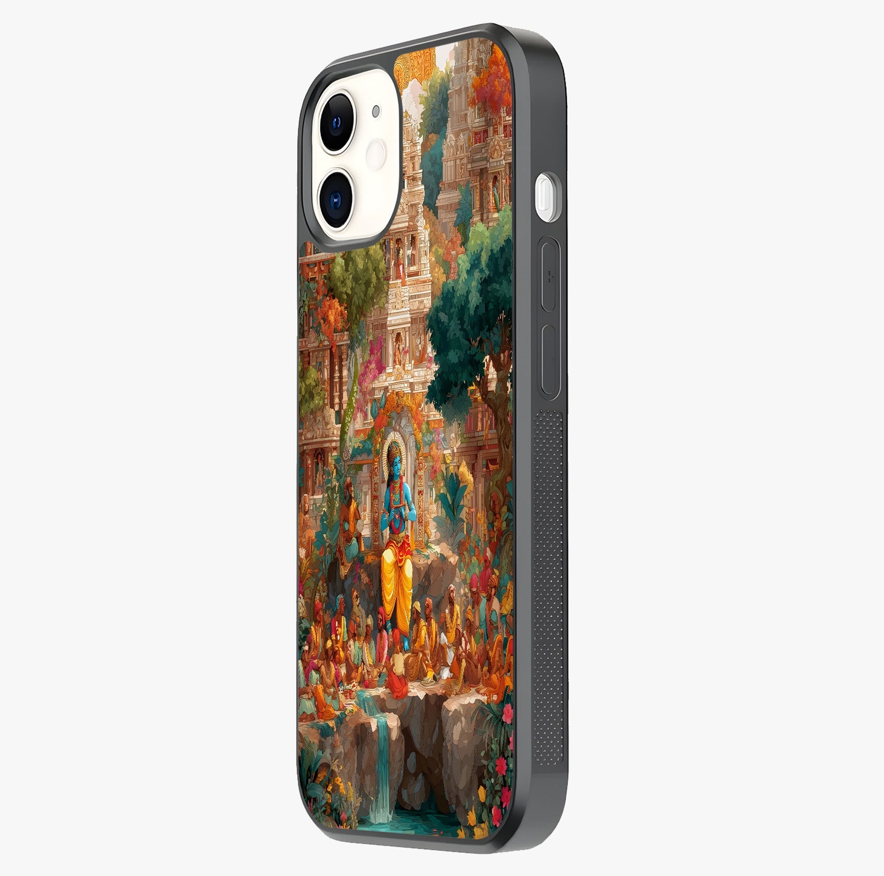 Sacred Sunlight Gods Glass Case photographed in natural light showing reflective finish and design depth.