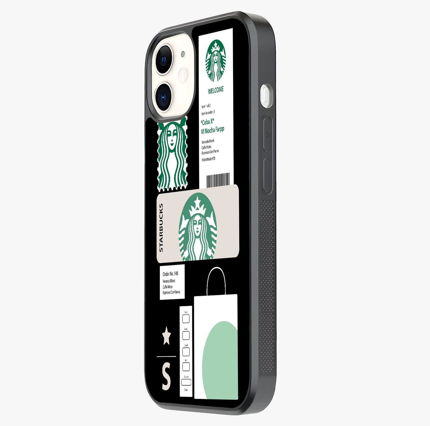 Starbucks Mocha Glass Case photographed in natural light showing reflective finish and design depth.
