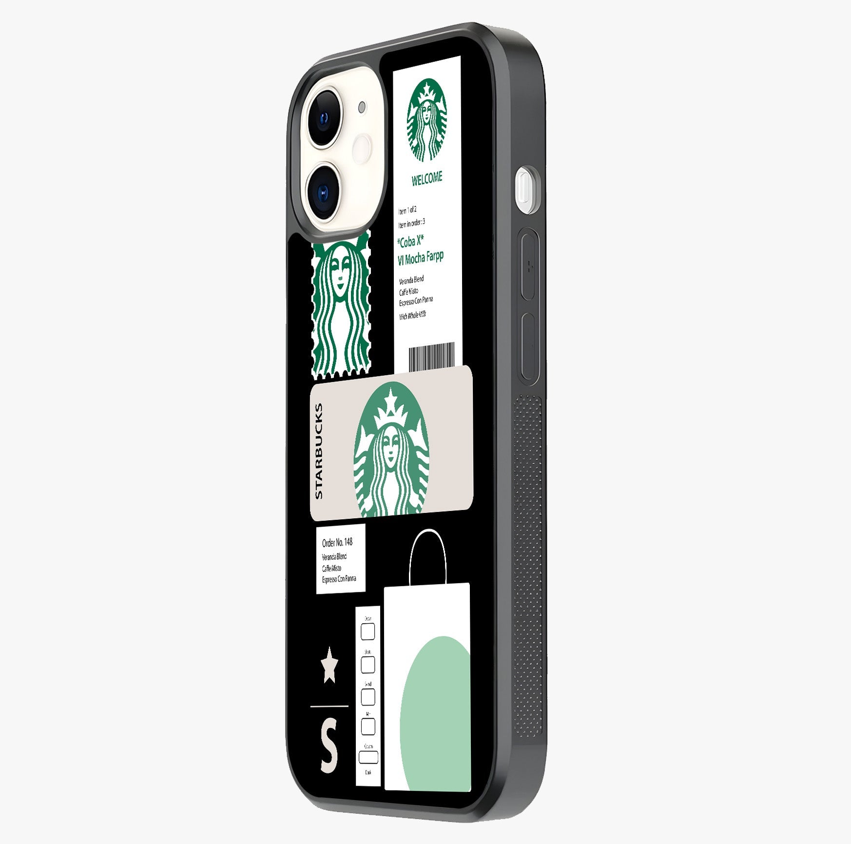 Starbucks Mocha Glass Case photographed in natural light showing reflective finish and design depth.