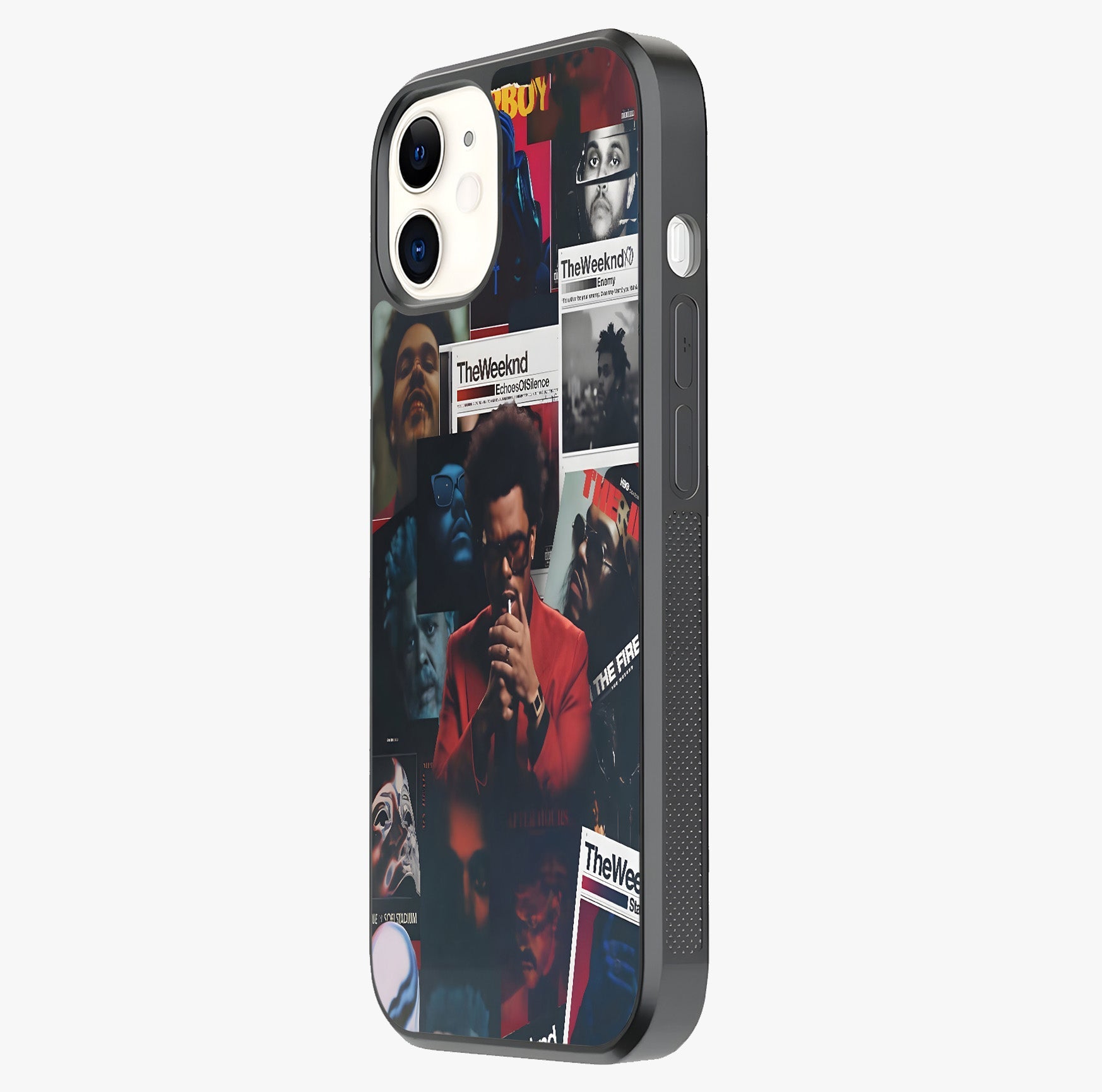 The Weeknd Glass Case photographed in natural light showing reflective finish and design depth.