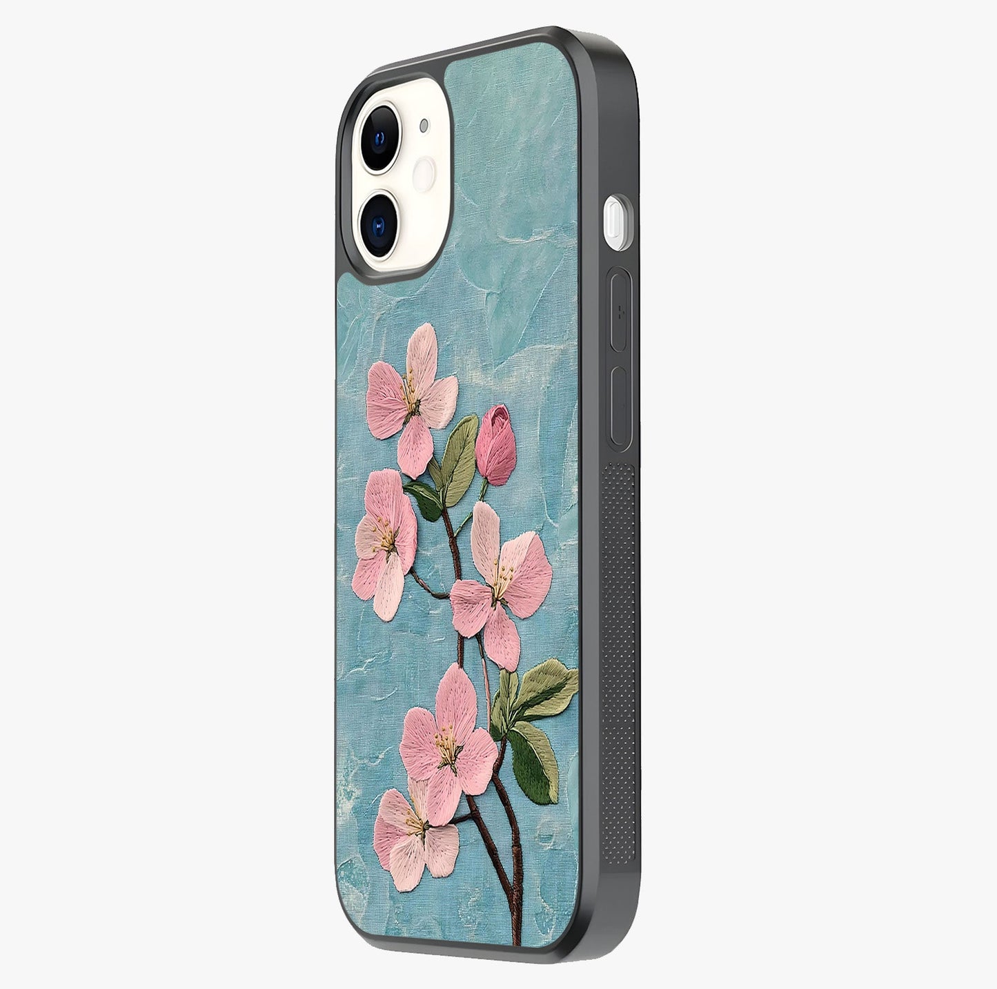 Threaded Blossom Breeze Glass Case photographed in natural light showing reflective finish and design depth.
