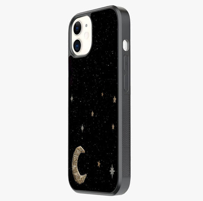 Twinkle Star With Half Moon Glass Case photographed in natural light showing reflective finish and design depth.