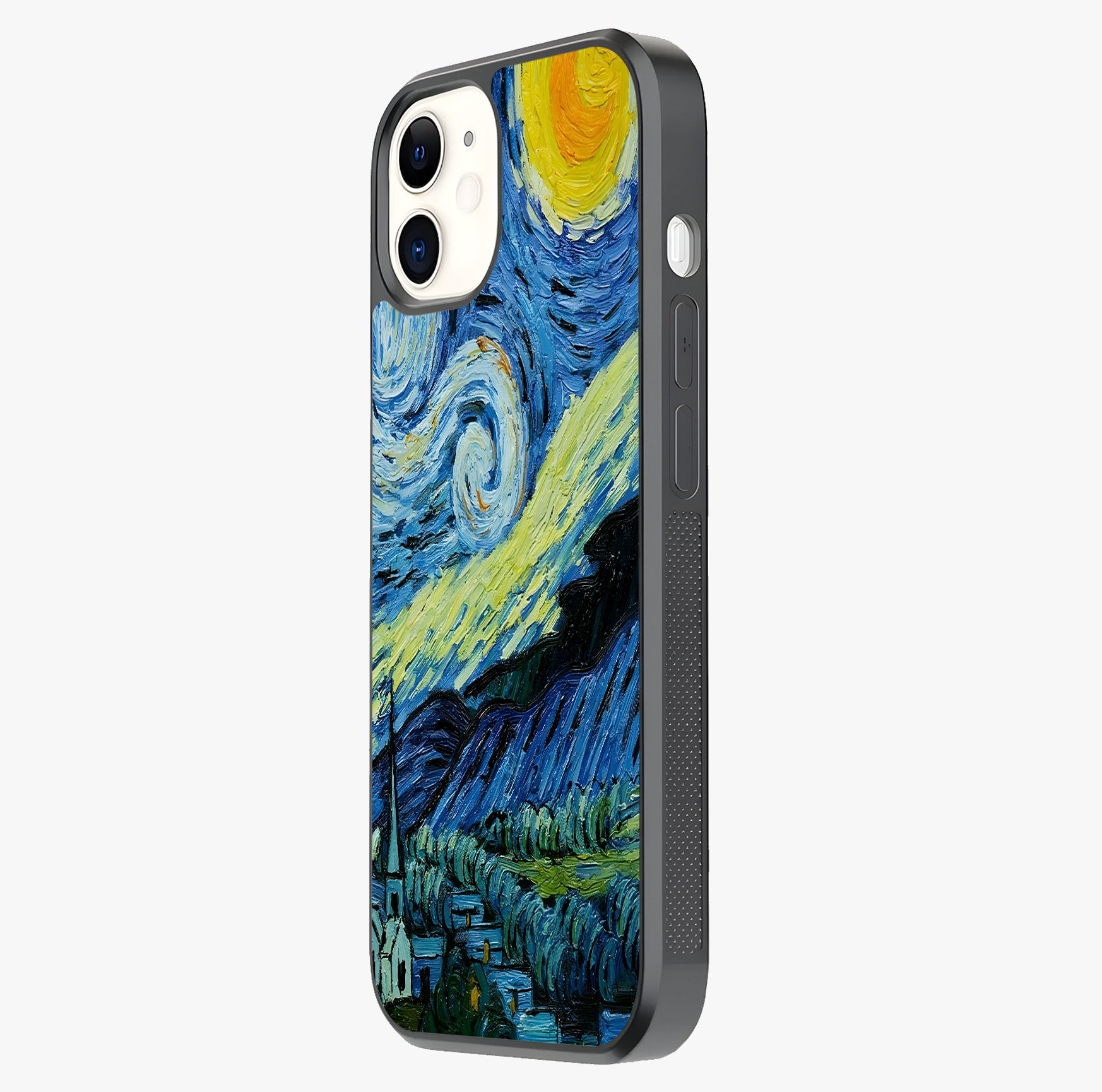 Van Gogh Art Glass Case photographed in natural light showing reflective finish and design depth.