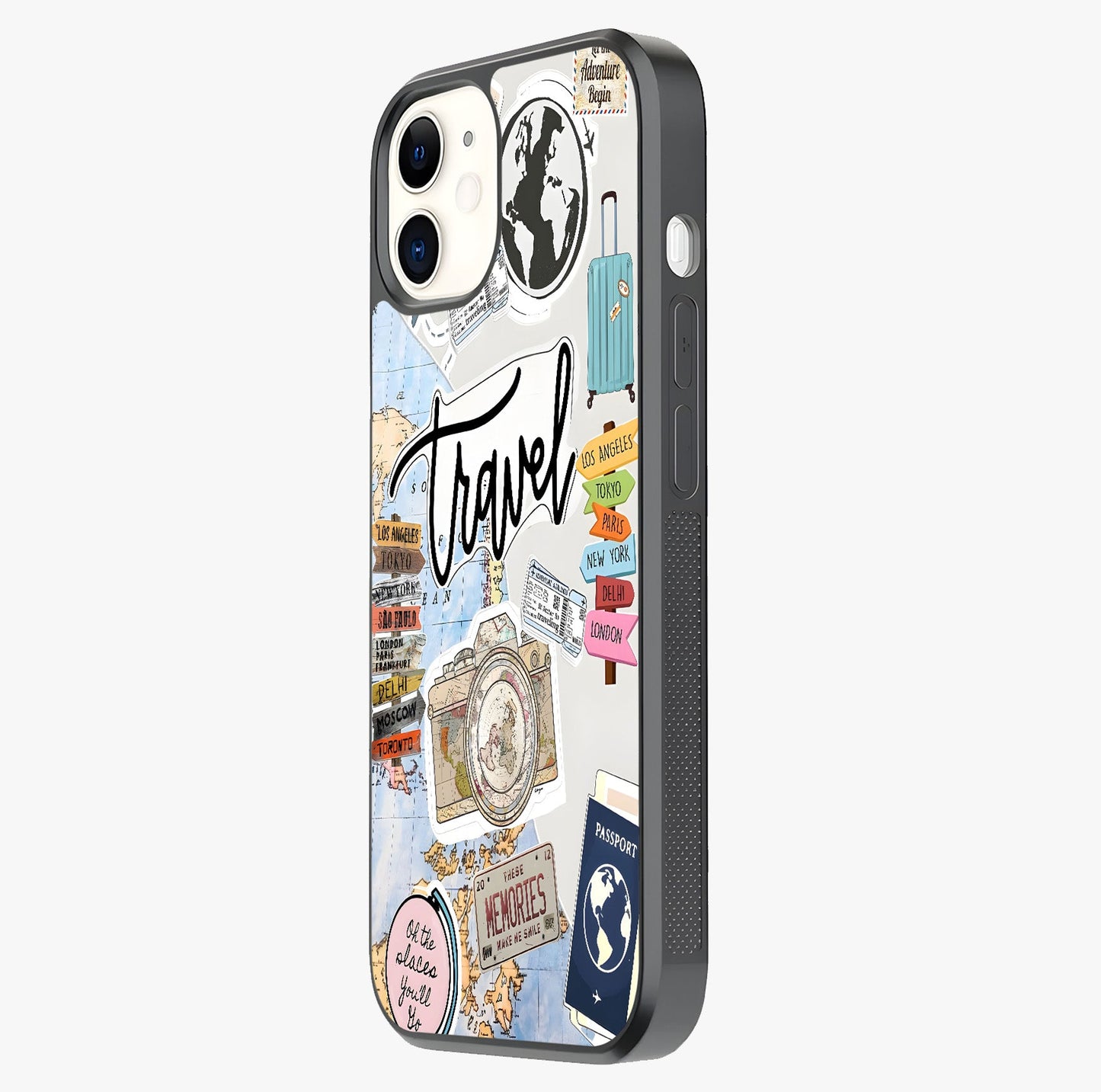 Wanderlust Journal Glass Case photographed in natural light showing reflective finish and design depth.