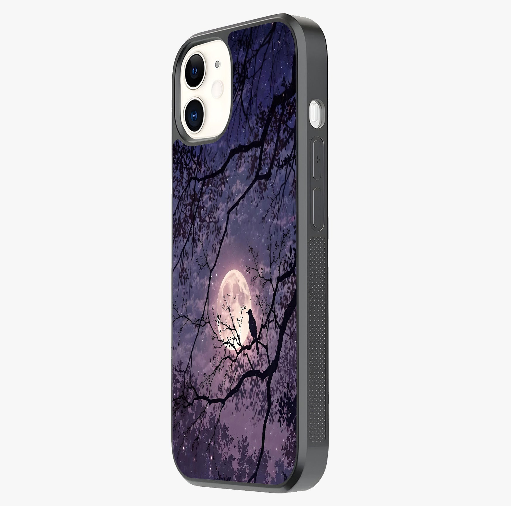 Whispering Moon Silence Glass Case photographed in natural light showing reflective finish and design depth.