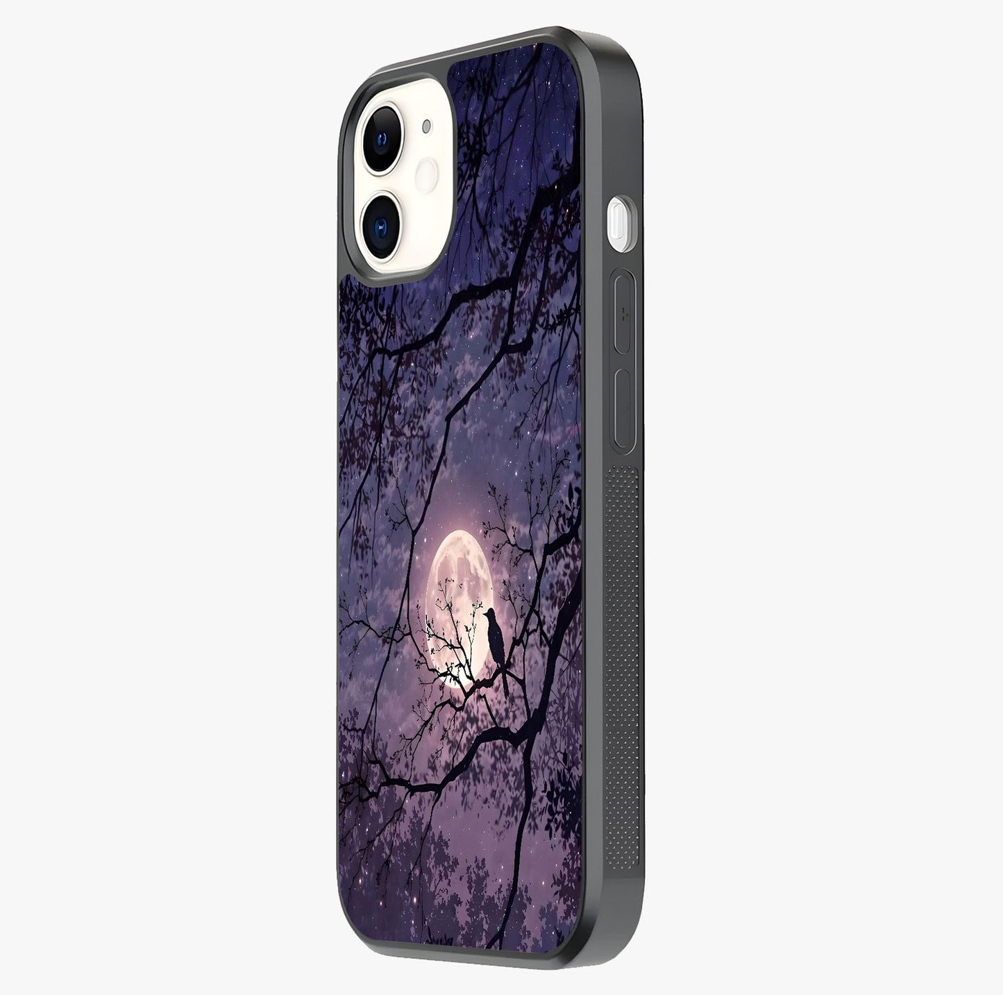 Whispering Moon Silence Glass Case photographed in natural light showing reflective finish and design depth.