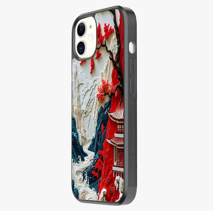 Whispers Of Sakura Waves Glass Case photographed in natural light showing reflective finish and design depth.