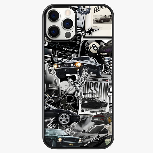 Aesthetic Dark Love Glass Case showing full back design in clean flat view with glossy glass finish.