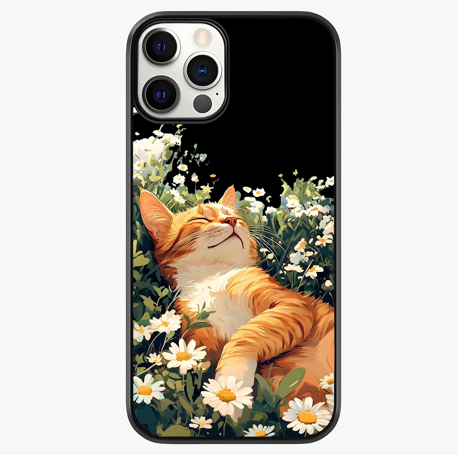 lissful Bloom Cat Glass Case showing full back design in clean flat view with glossy glass finish.