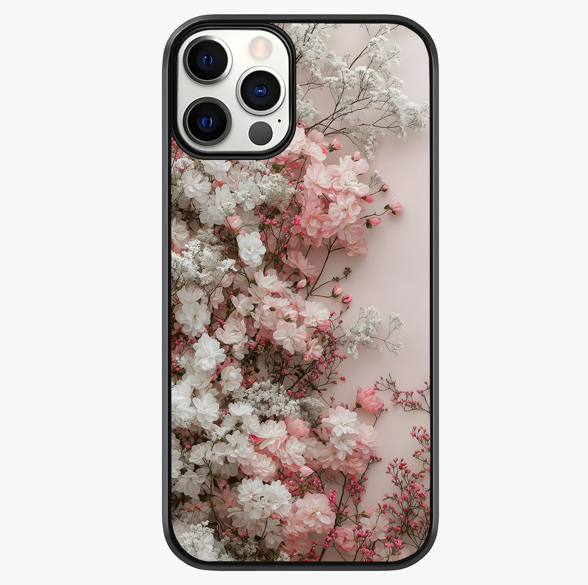 Blush Blossom Cloud Glass Case showing full back design in clean flat view with glossy glass finish.