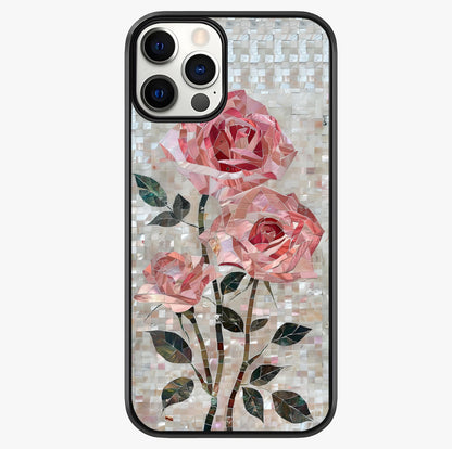 Blush Mosaic Bloom Glass Case showing full back design in clean flat view with glossy glass finish.