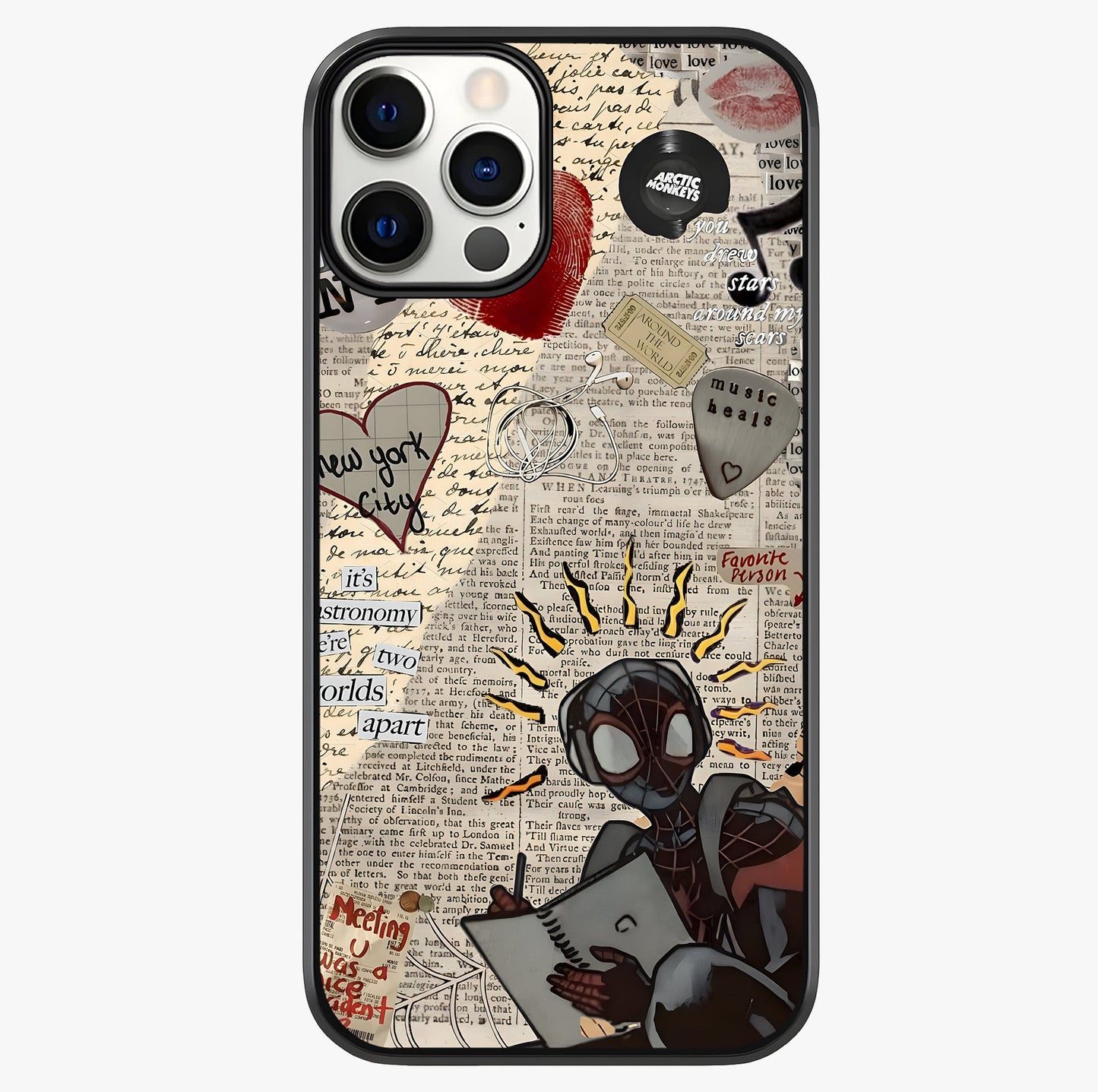 City Dream Sketch Glass Case showing full back design in clean flat view with glossy glass finish.