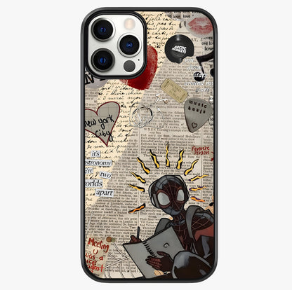 City Dream Sketch Glass Case showing full back design in clean flat view with glossy glass finish.