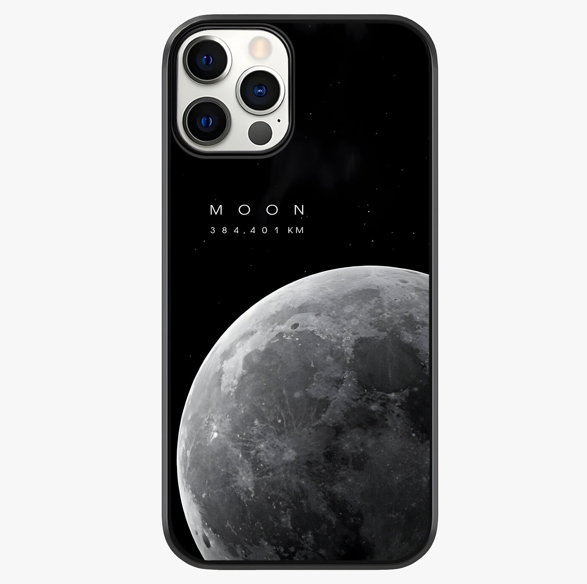 Cosmic Moon Glow Glass Case showing full back design in clean flat view with glossy glass finish.