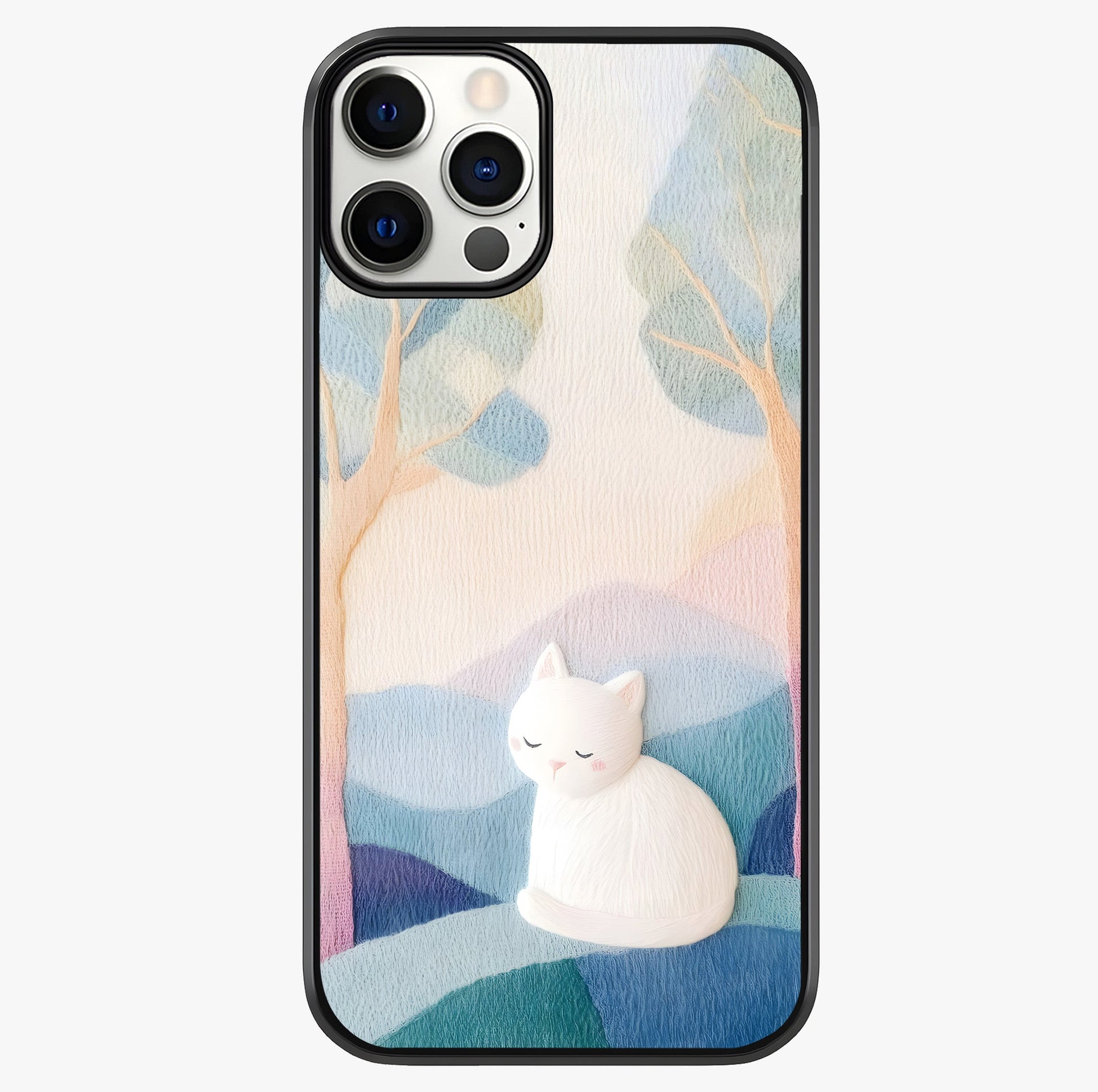 Cotton Dream Cat Glass Case showing full back design in clean flat view with glossy glass finish.