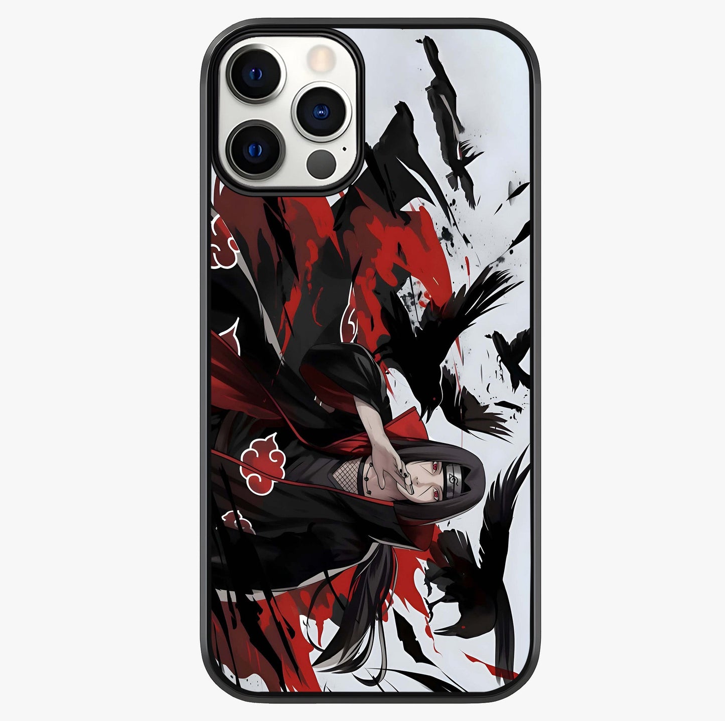 Crimson Crow Illusion Glass Case showing full back design in clean flat view with glossy glass finish.