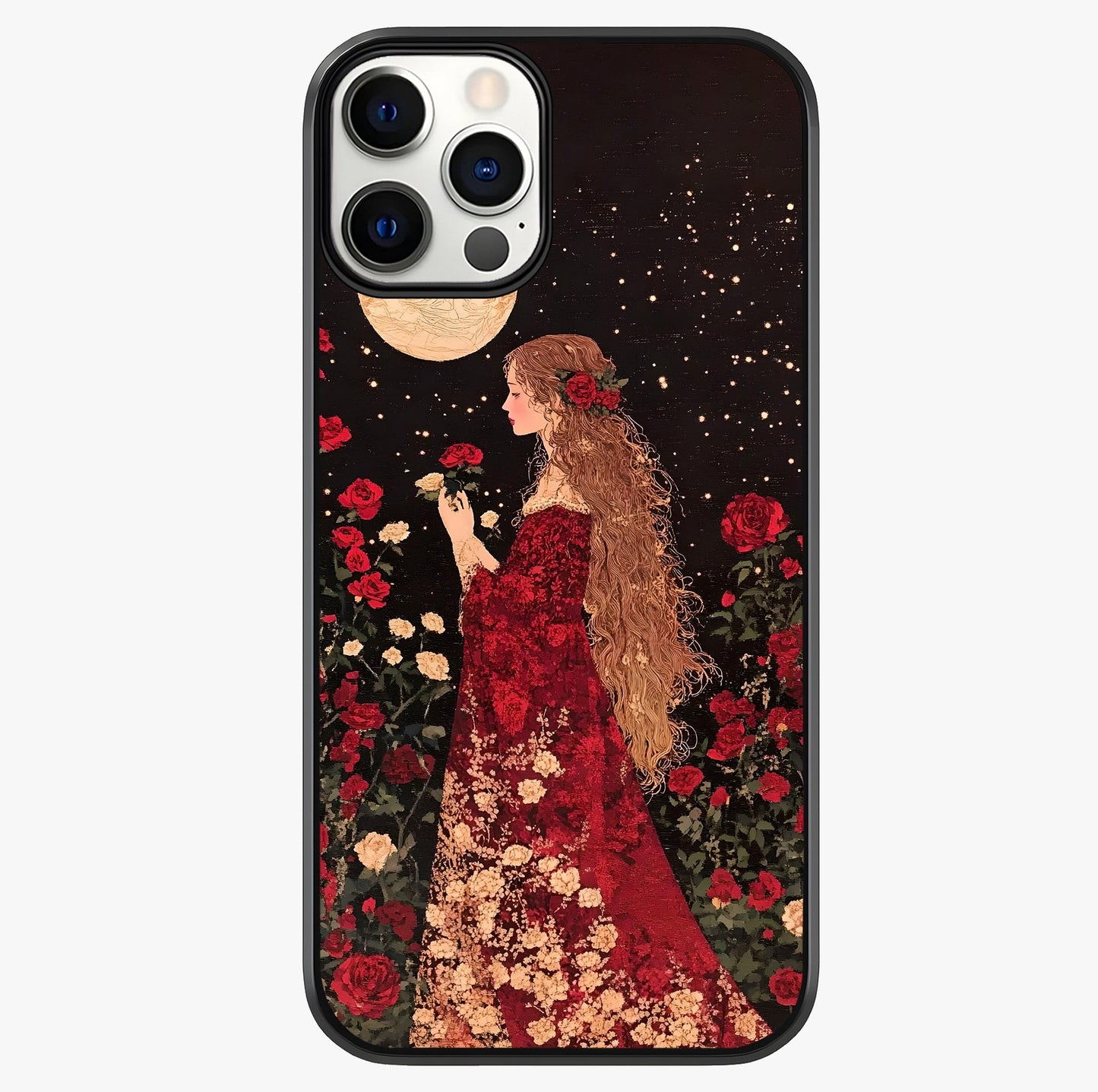 Crimson Dreams Glass Case showing full back design in clean flat view with glossy glass finish.