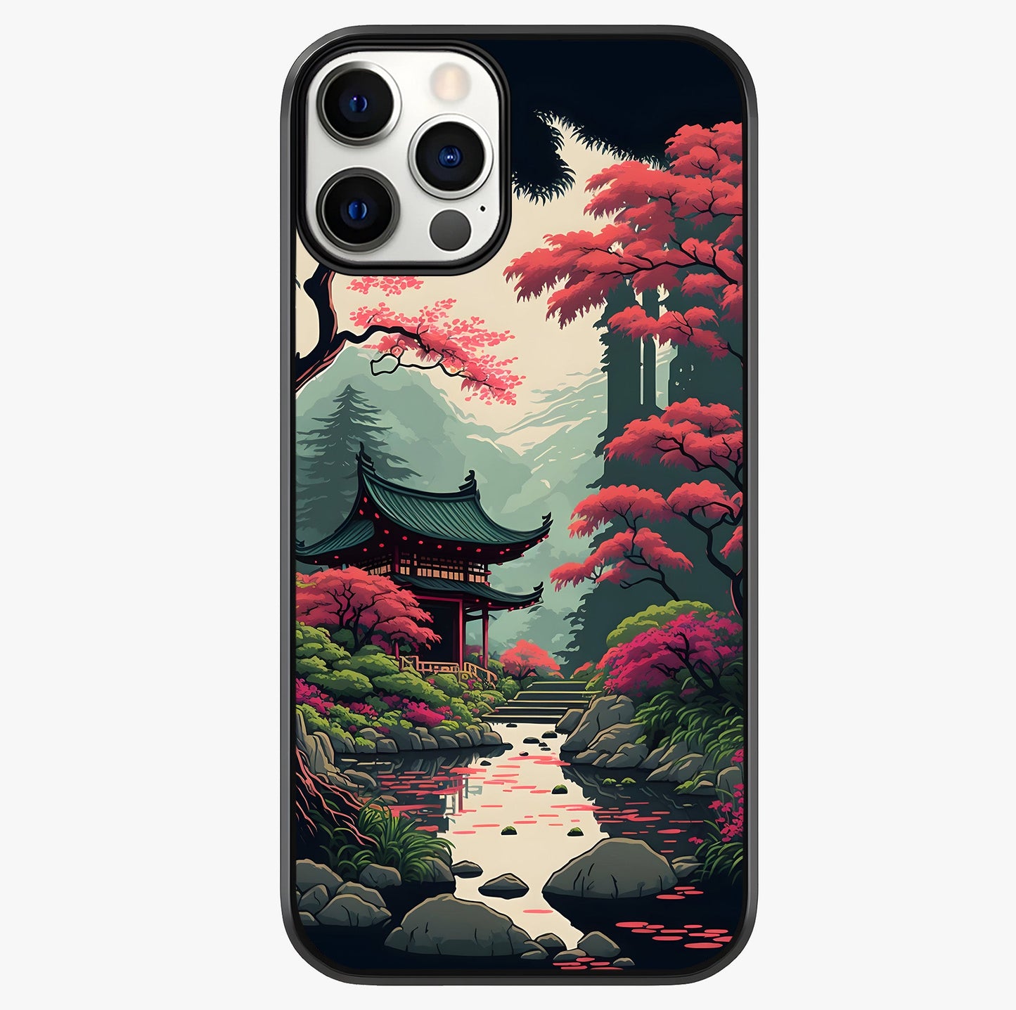 Crimson Temple View Glass Case showing full back design in clean flat view with glossy glass finish.