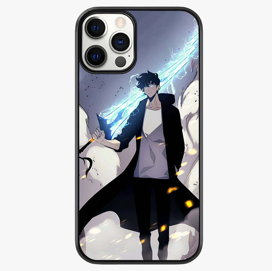 Dark Lightning Anime Warrior Glass Case showing full back design in clean flat view with glossy glass finish.