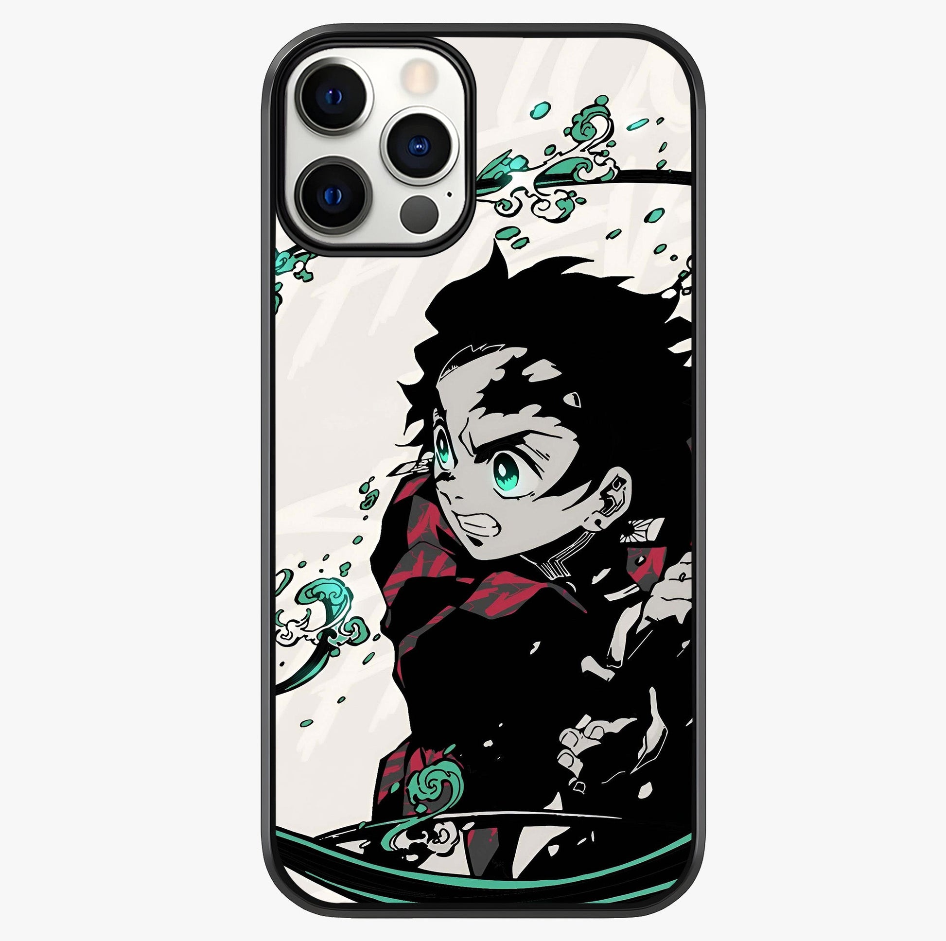 Demon Slayer Glass Case showing full back design in clean flat view with glossy glass finish.