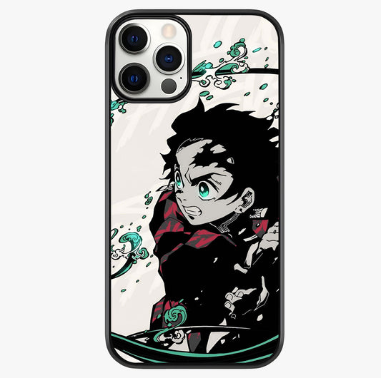 Demon Slayer Glass Case showing full back design in clean flat view with glossy glass finish.