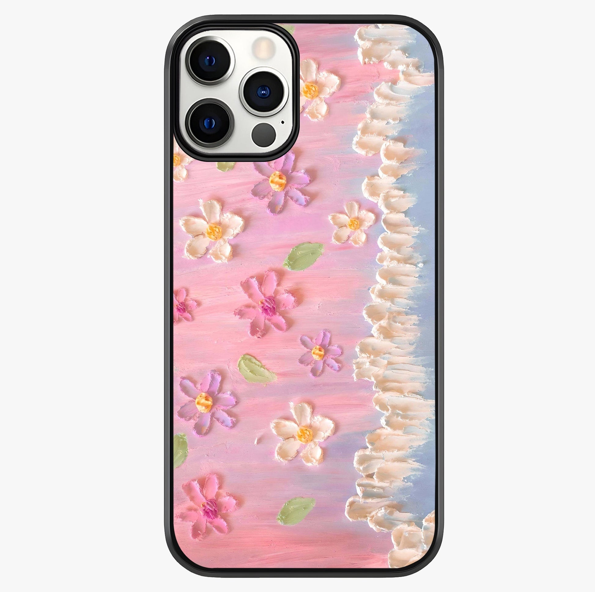 Dreamy Painted Garden Glass Case showing full back design in clean flat view with glossy glass finish.