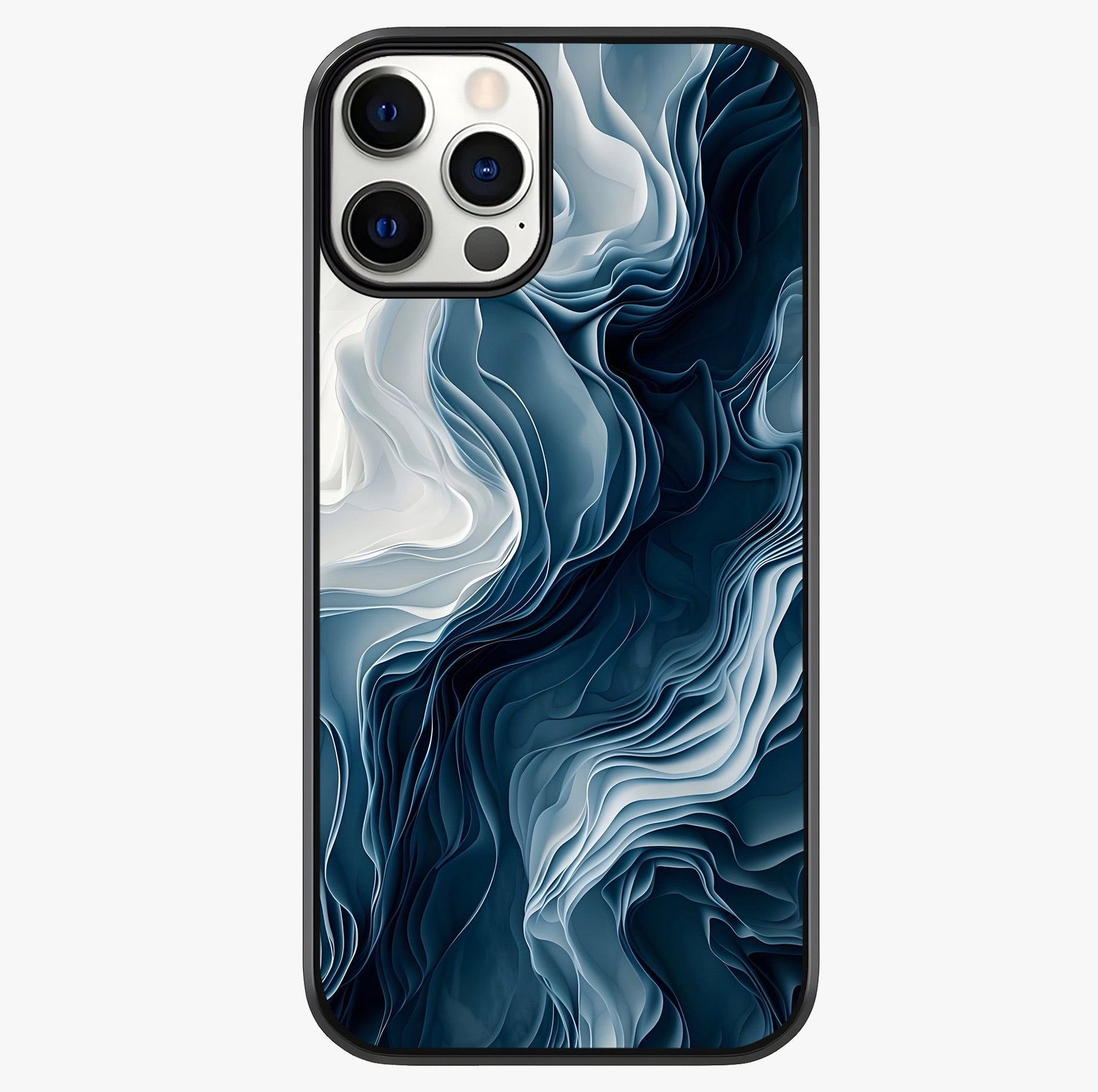 Ethereal Paper Marble Glass Case showing full back design in clean flat view with glossy glass finish.