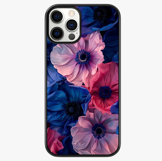 Flower Paper Art Pattern Glass Case showing full back design in clean flat view with glossy glass finish.