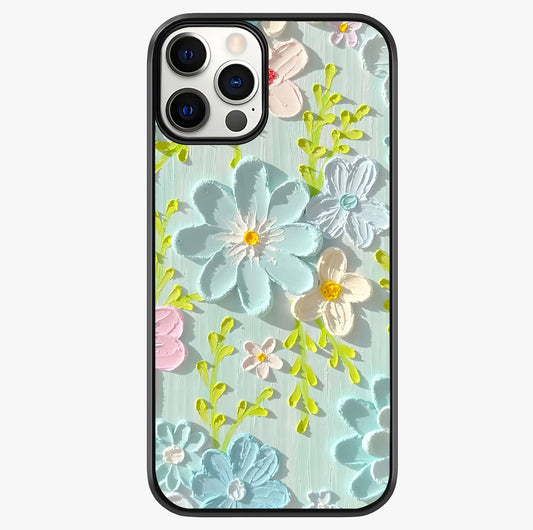 Frosted Petal Garden Glass Case showing full back design in clean flat view with glossy glass finish.