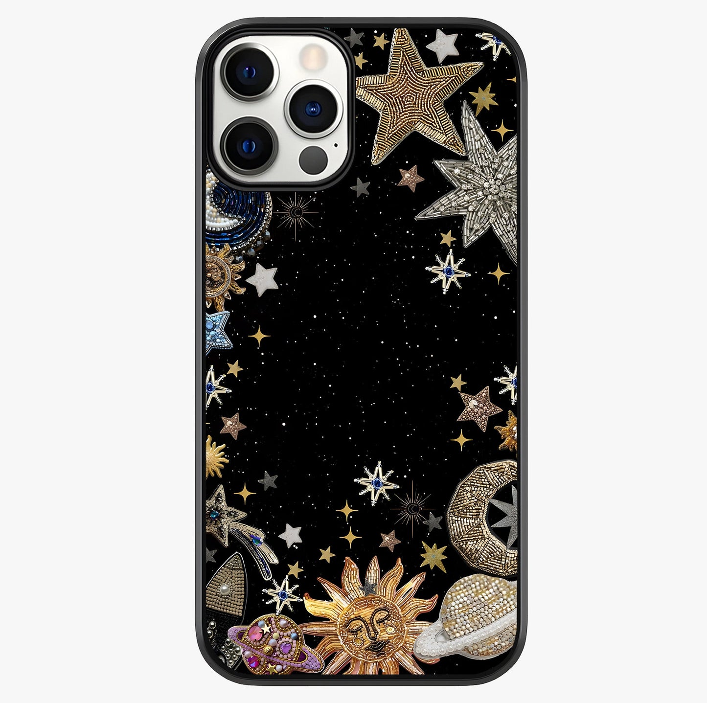 Galactic Jewel Stars Glass Case showing full back design in clean flat view with glossy glass finish.