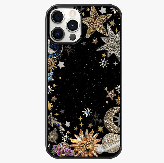 Galactic Jewel Stars Glass Case showing full back design in clean flat view with glossy glass finish.