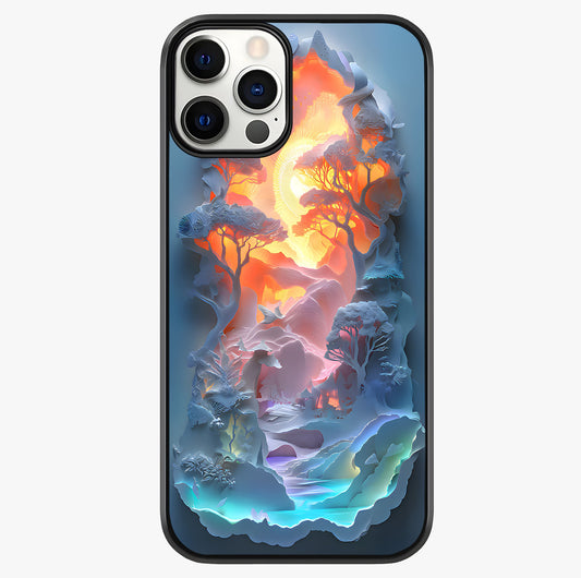 Glow Forest Portal Glass Case showing full back design in clean flat view with glossy glass finish.