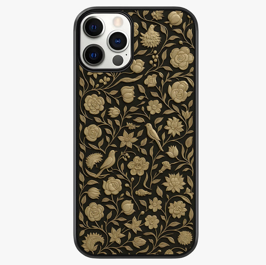 Golden Lotus Glow Glass Case showing full back design in clean flat view with glossy glass finish.