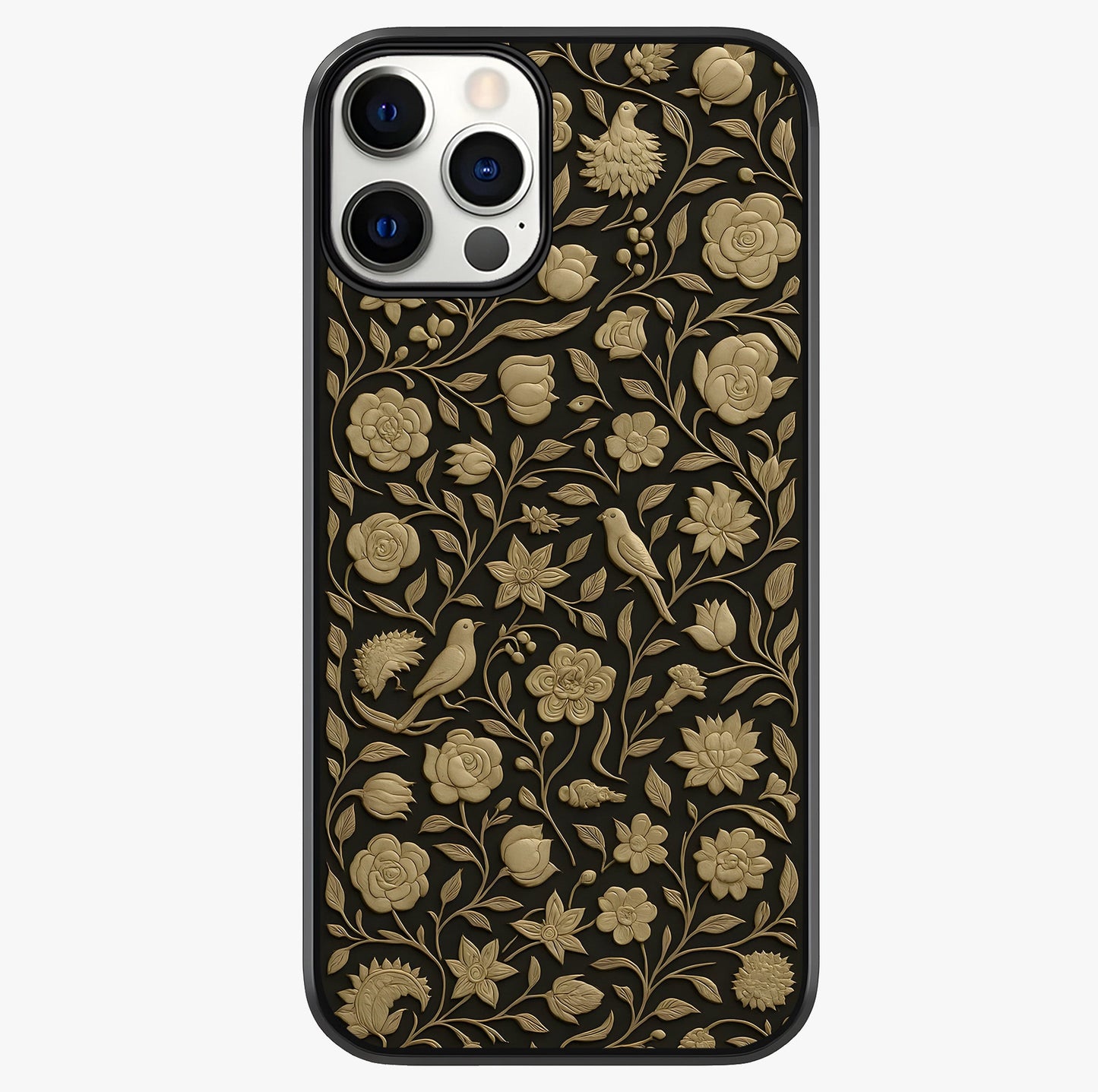 Golden Lotus Glow Glass Case showing full back design in clean flat view with glossy glass finish.