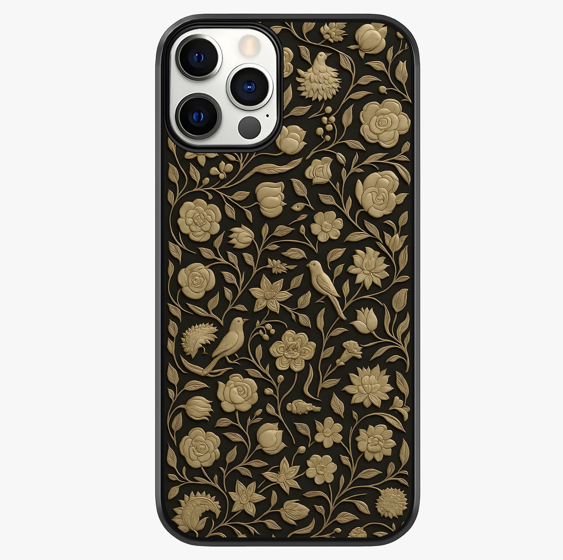 Golden Lotus Glow Glass Case showing full back design in clean flat view with glossy glass finish.