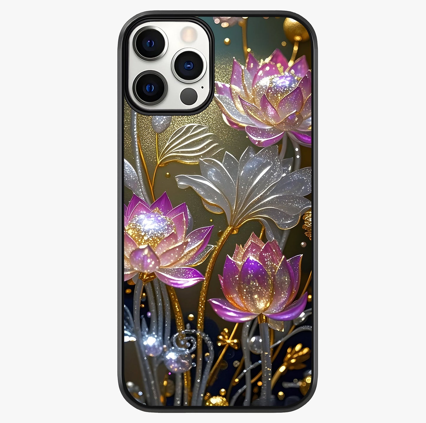 Golden Royal Heritage Glass Case showing full back design in clean flat view with glossy glass finish.