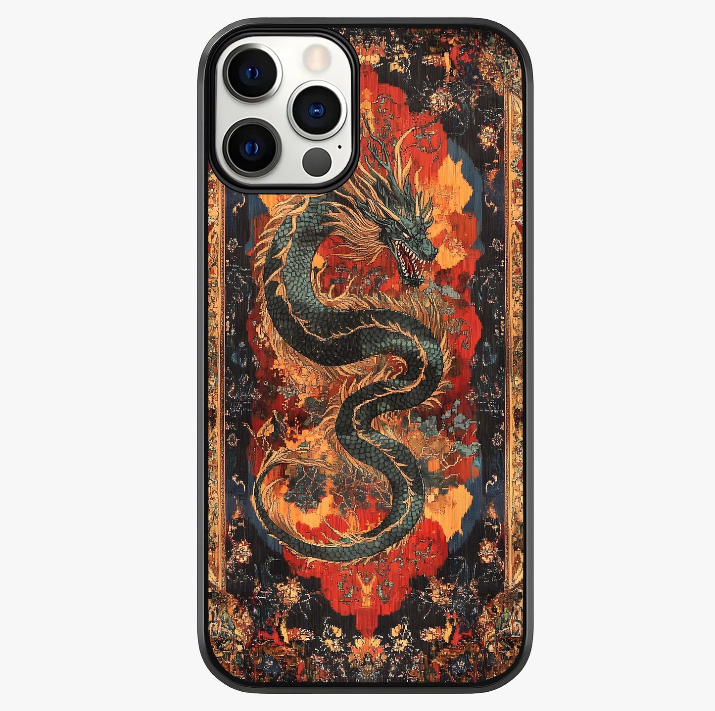 Inferno Dragon Soul Glass Case showing full back design in clean flat view with glossy glass finish.