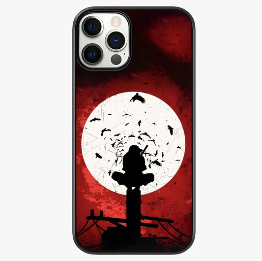 Itachi Sharingan Glass Case showing full back design in clean flat view with glossy glass finish.