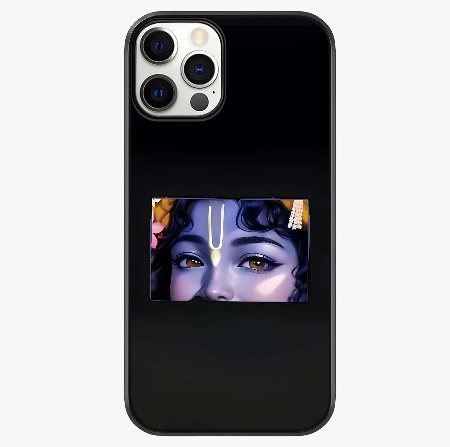 Krishna Divine Embrace Glass Case showing full back design in clean flat view with glossy glass finish.