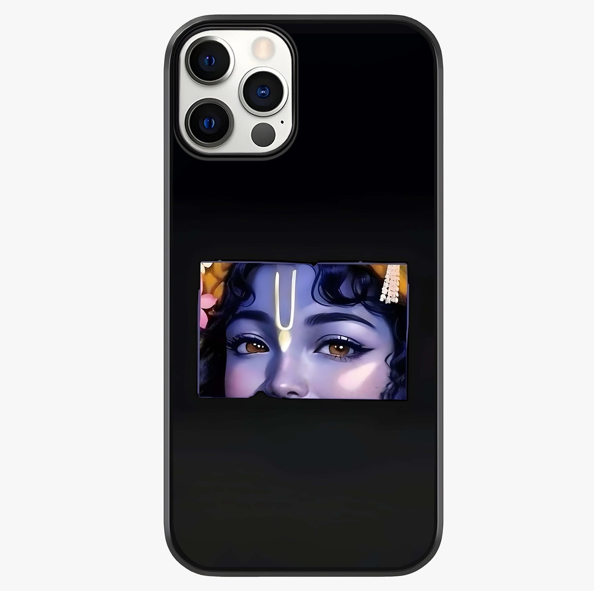 Krishna Divine Embrace Glass Case showing full back design in clean flat view with glossy glass finish.