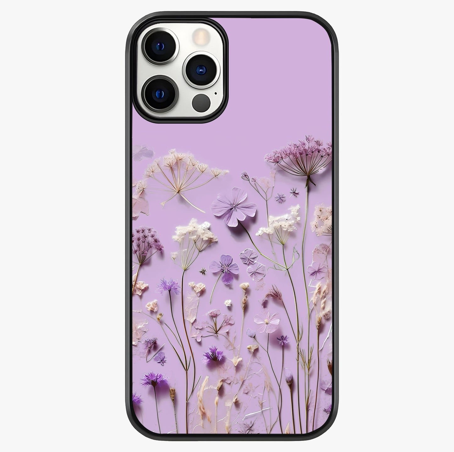 Lavender Blossom Dream Glass Case showing full back design in clean flat view with glossy glass finish.