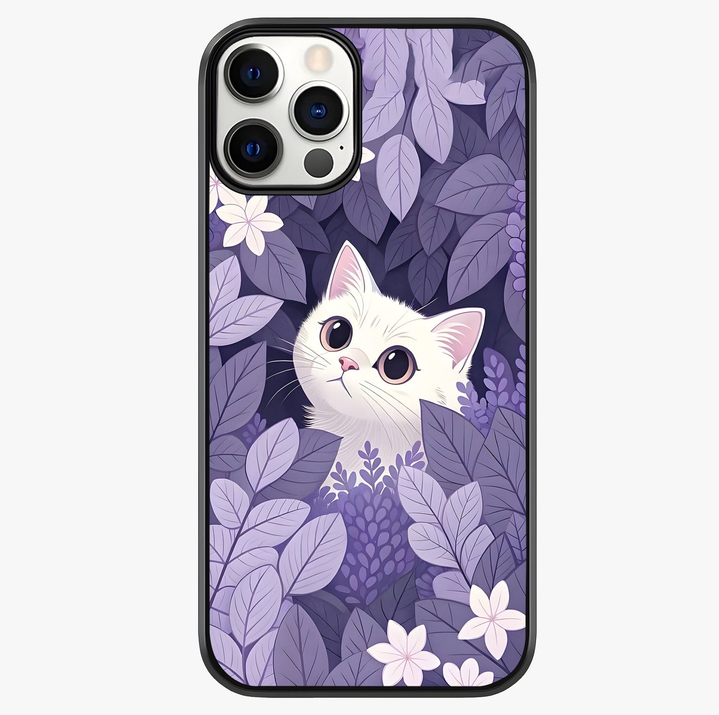Lilac Hide Peek Cat Glass Case showing full back design in clean flat view with glossy glass finish.