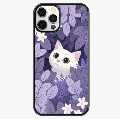 Lilac Hide Peek Cat Glass Case showing full back design in clean flat view with glossy glass finish.