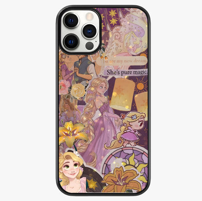 Magical Tangled Dream Glass Case showing full back design in clean flat view with glossy glass finish.