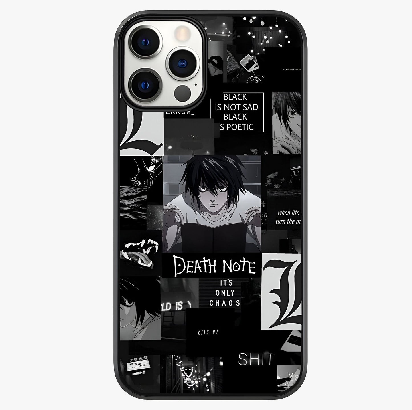 Midnight Chaos Mind Glass Case showing full back design in clean flat view with glossy glass finish.