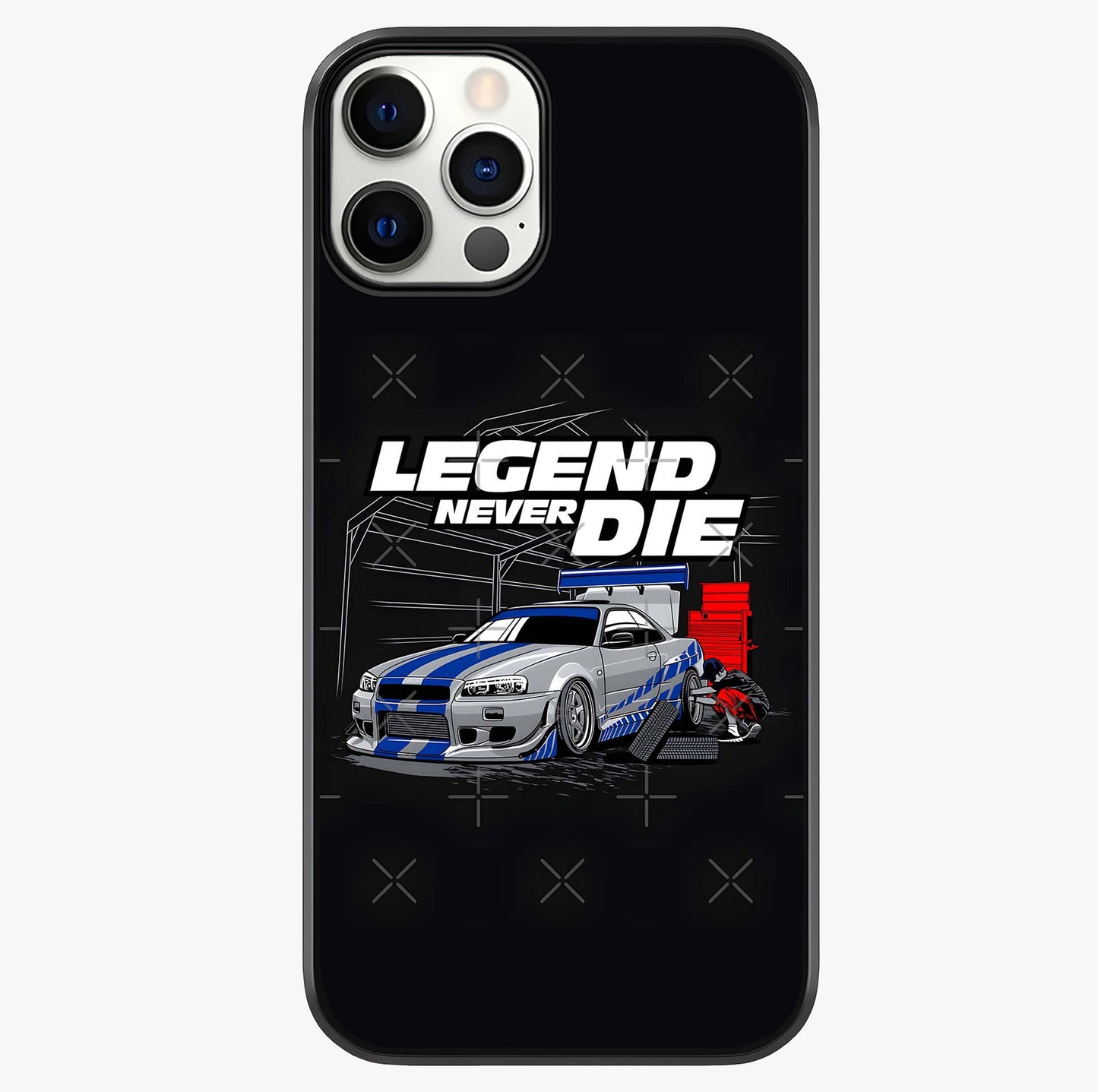 Midnight Racing Legacy Glass Case showing full back design in clean flat view with glossy glass finish.